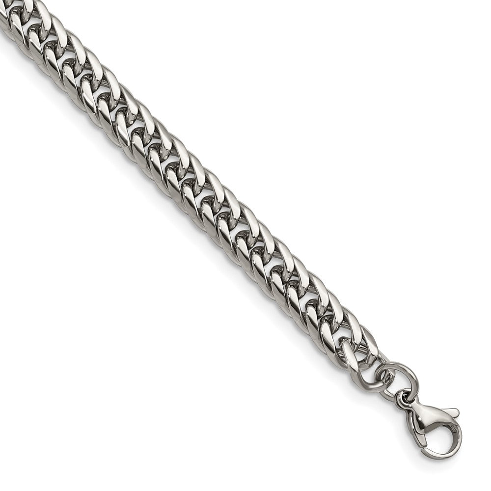 7.25mm Stainless Steel Rambo Double Curb Chain Bracelet, 9 Inch, Item B18616 by The Black Bow Jewelry Co.