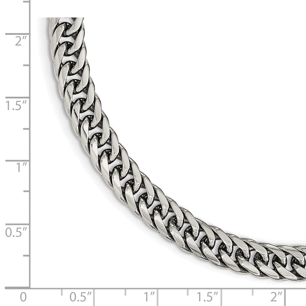 Alternate view of the 7.25mm Stainless Steel Rambo Double Curb Chain Bracelet, 9 Inch by The Black Bow Jewelry Co.