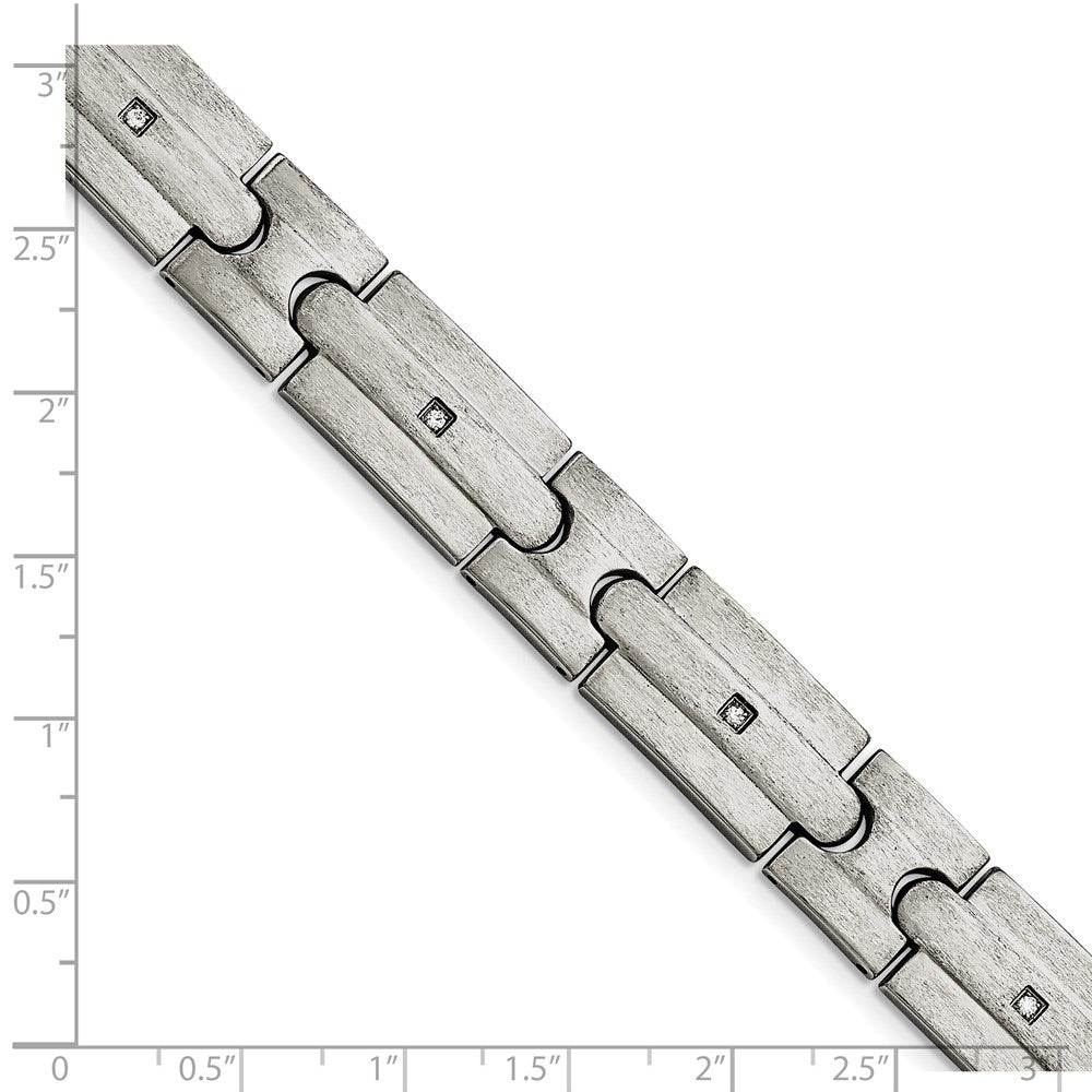 Alternate view of the Men&#39;s 13mm Stainless Steel &amp; CZ Brushed Link Bracelet, 8.25 Inch by The Black Bow Jewelry Co.