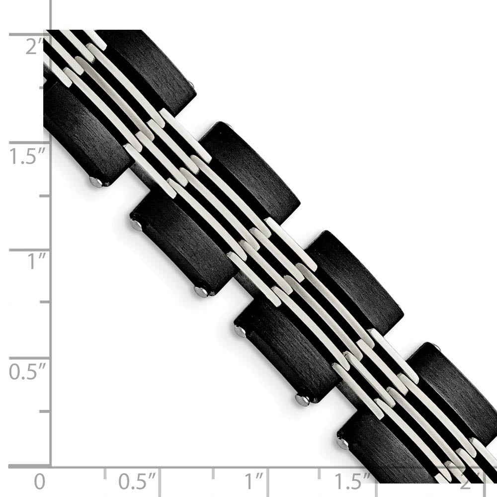 Alternate view of the Men's 15mm Two Tone Stainless Steel Link Bracelet, 8 Inch by The Black Bow Jewelry Co.