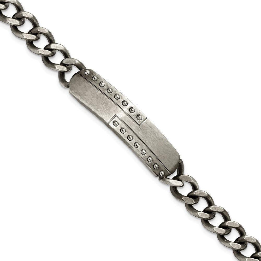 Mens 12mm Gun Metal Plated Stainless Steel Matte I.D. Bracelet, 9 Inch, Item B18653 by The Black Bow Jewelry Co.