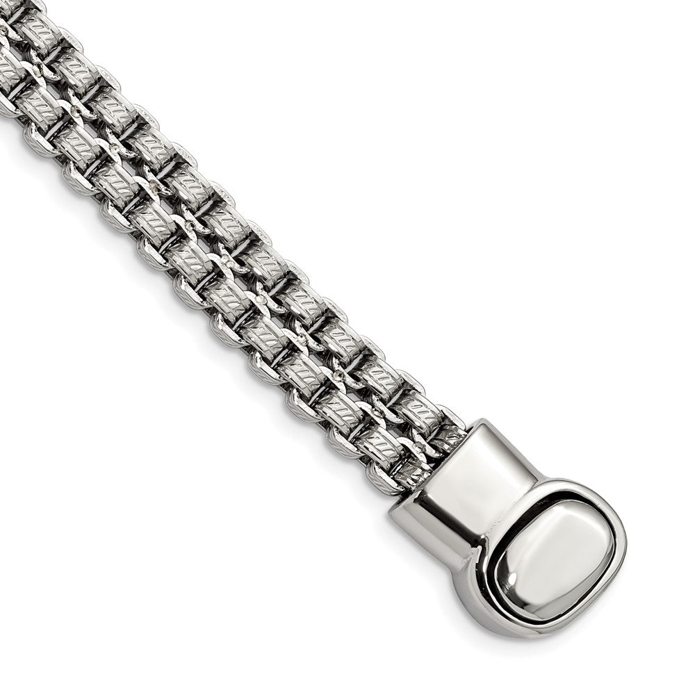10.5mm Stainless Steel Textured Double Rolo Chain Bracelet, 8.75 Inch, Item B18711 by The Black Bow Jewelry Co.