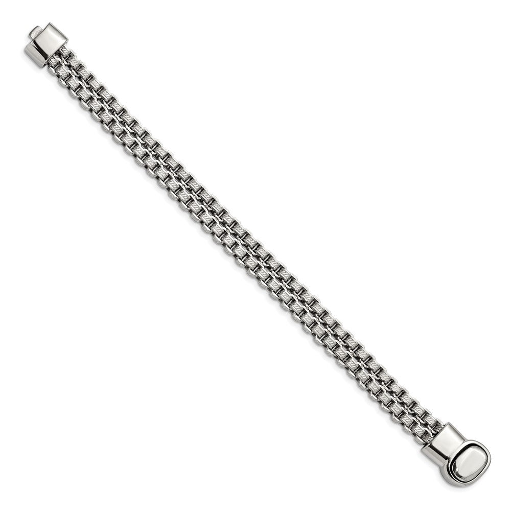 Alternate view of the 10.5mm Stainless Steel Textured Double Rolo Chain Bracelet, 8.75 Inch by The Black Bow Jewelry Co.