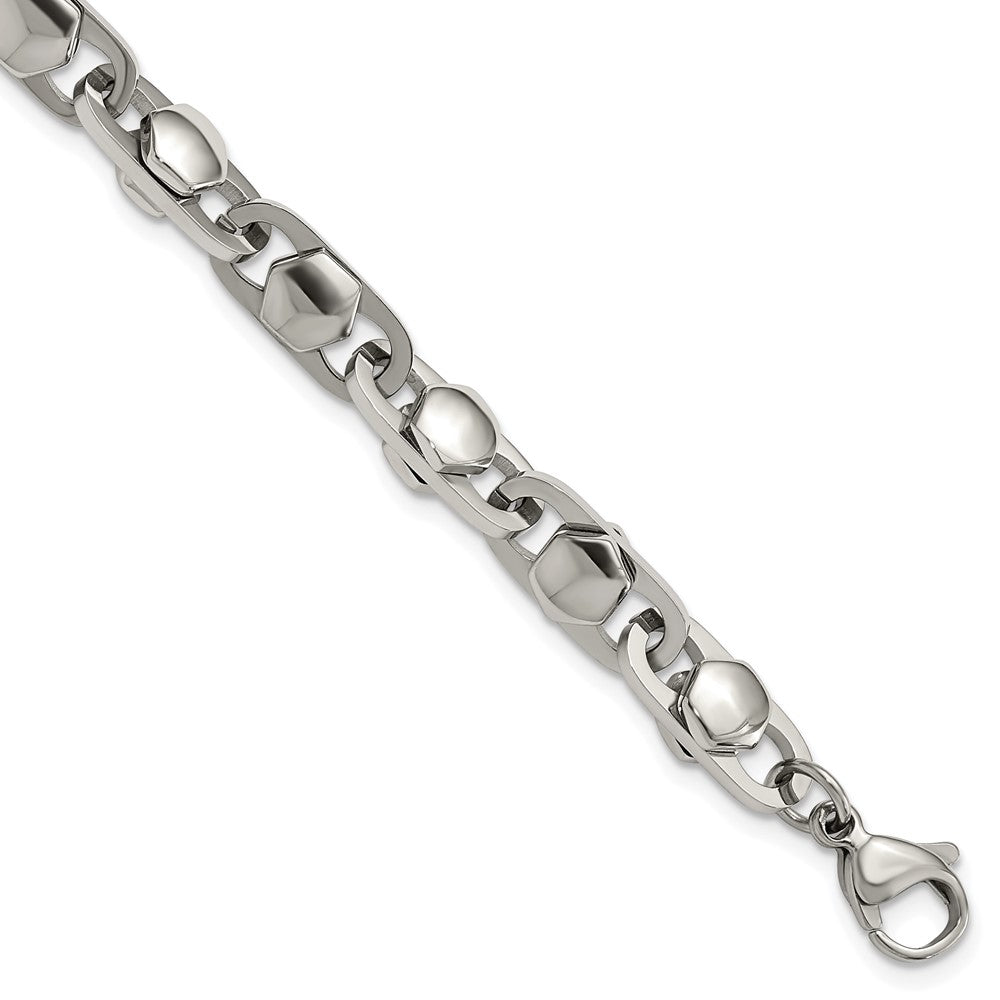 Men&#39;s 6.5mm Stainless Steel Fancy Cable Chain Bracelet, 8.25 Inch, Item B18716 by The Black Bow Jewelry Co.