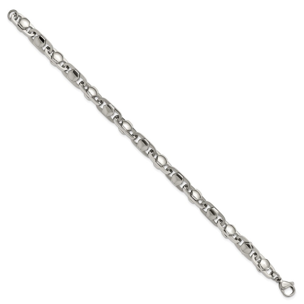 Alternate view of the Men&#39;s 6.5mm Stainless Steel Fancy Cable Chain Bracelet, 8.25 Inch by The Black Bow Jewelry Co.