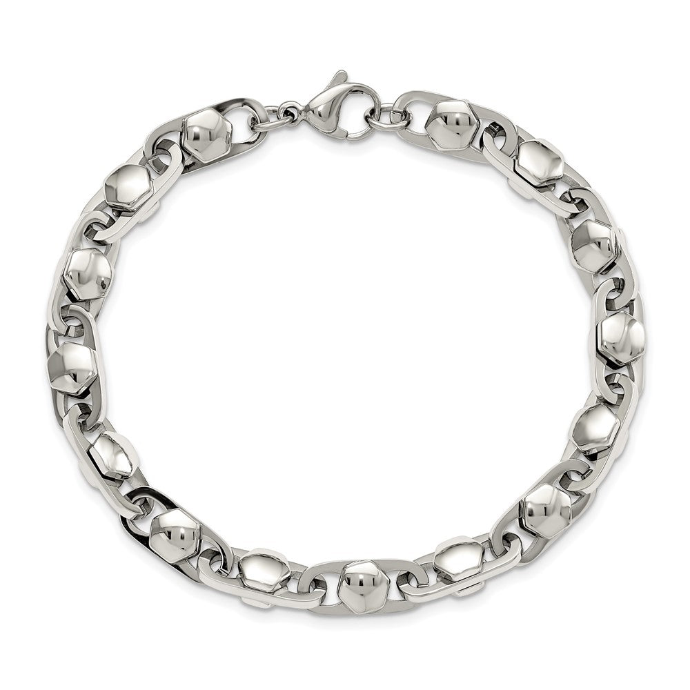 Alternate view of the Men&#39;s 6.5mm Stainless Steel Fancy Cable Chain Bracelet, 8.25 Inch by The Black Bow Jewelry Co.