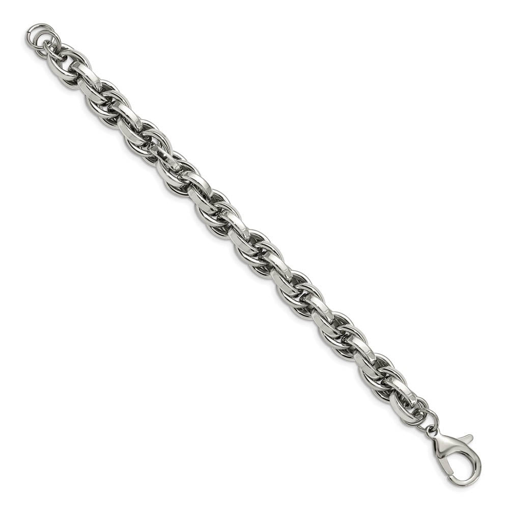 Alternate view of the Men's Stainless Steel 10mm Polished Loose Rope Chain Bracelet, 8.5 In by The Black Bow Jewelry Co.
