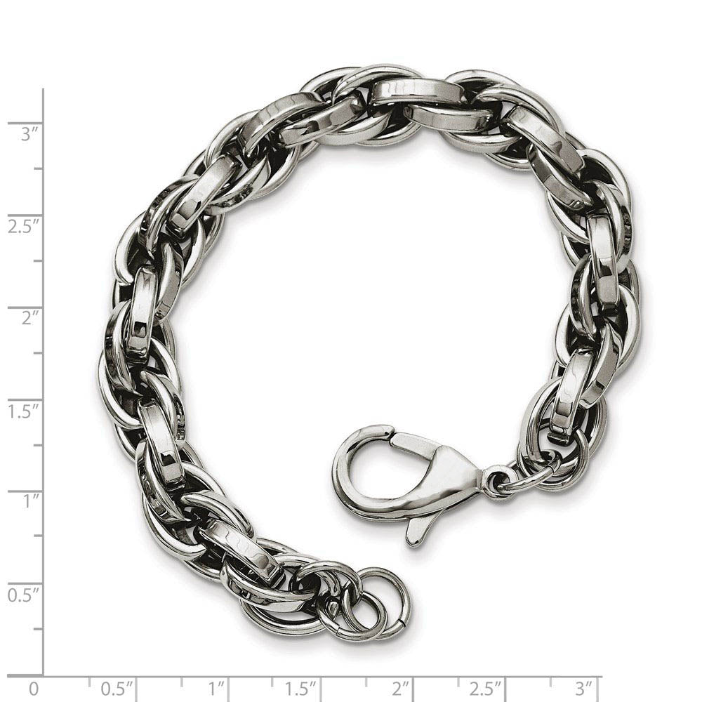 Alternate view of the Men's Stainless Steel 10mm Polished Loose Rope Chain Bracelet, 8.5 In by The Black Bow Jewelry Co.