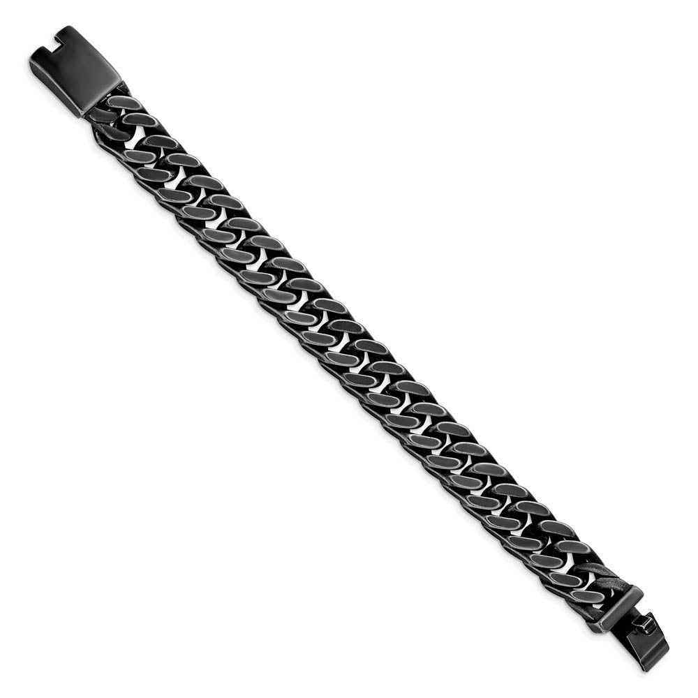 Alternate view of the 15mm Stainless Steel Antiqued & Brushed Curb Chain Bracelet, 8.5 Inch by The Black Bow Jewelry Co.