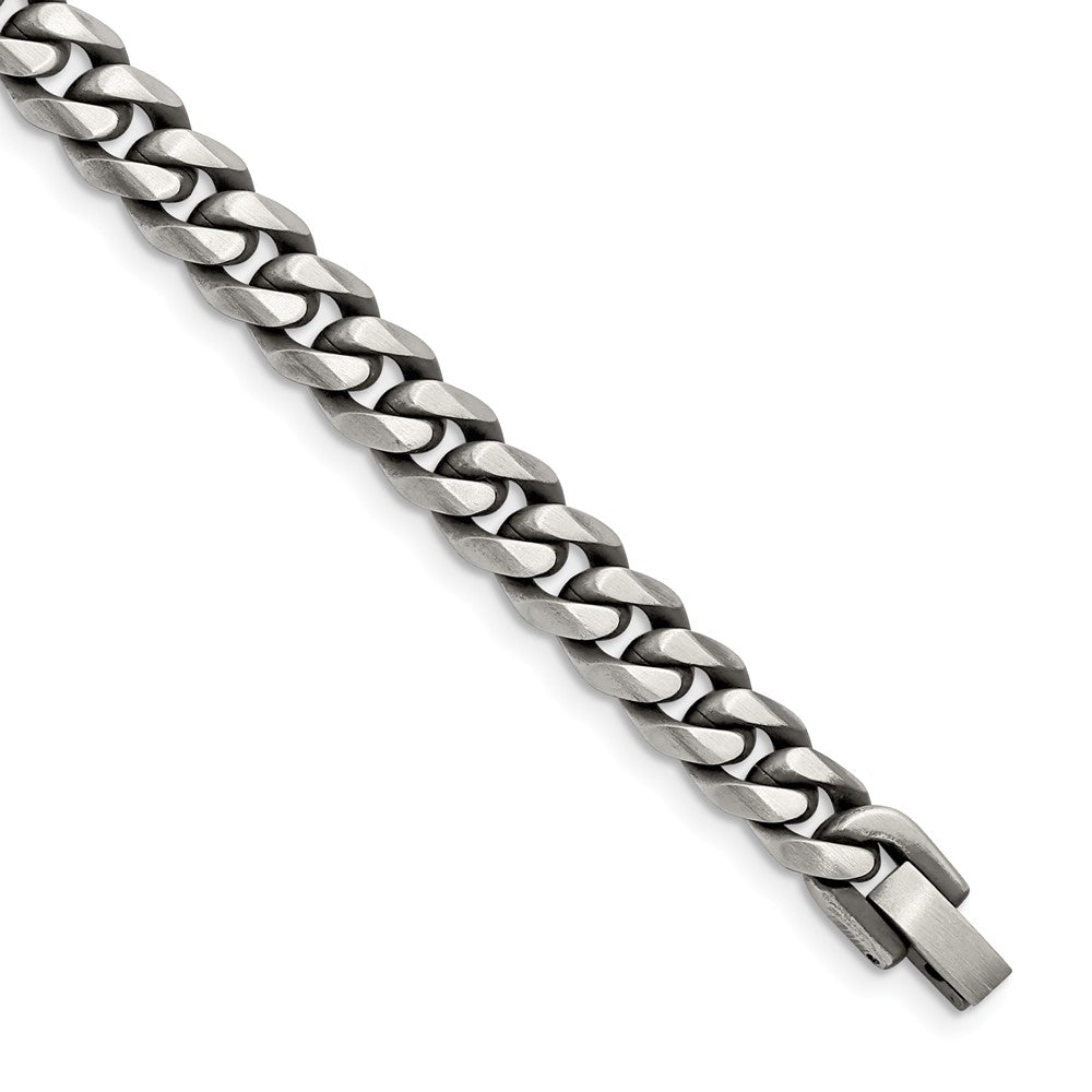 9mm Stainless Steel Antiqued Beveled Curb Chain Bracelet, 8.25 Inch, Item B18724 by The Black Bow Jewelry Co.