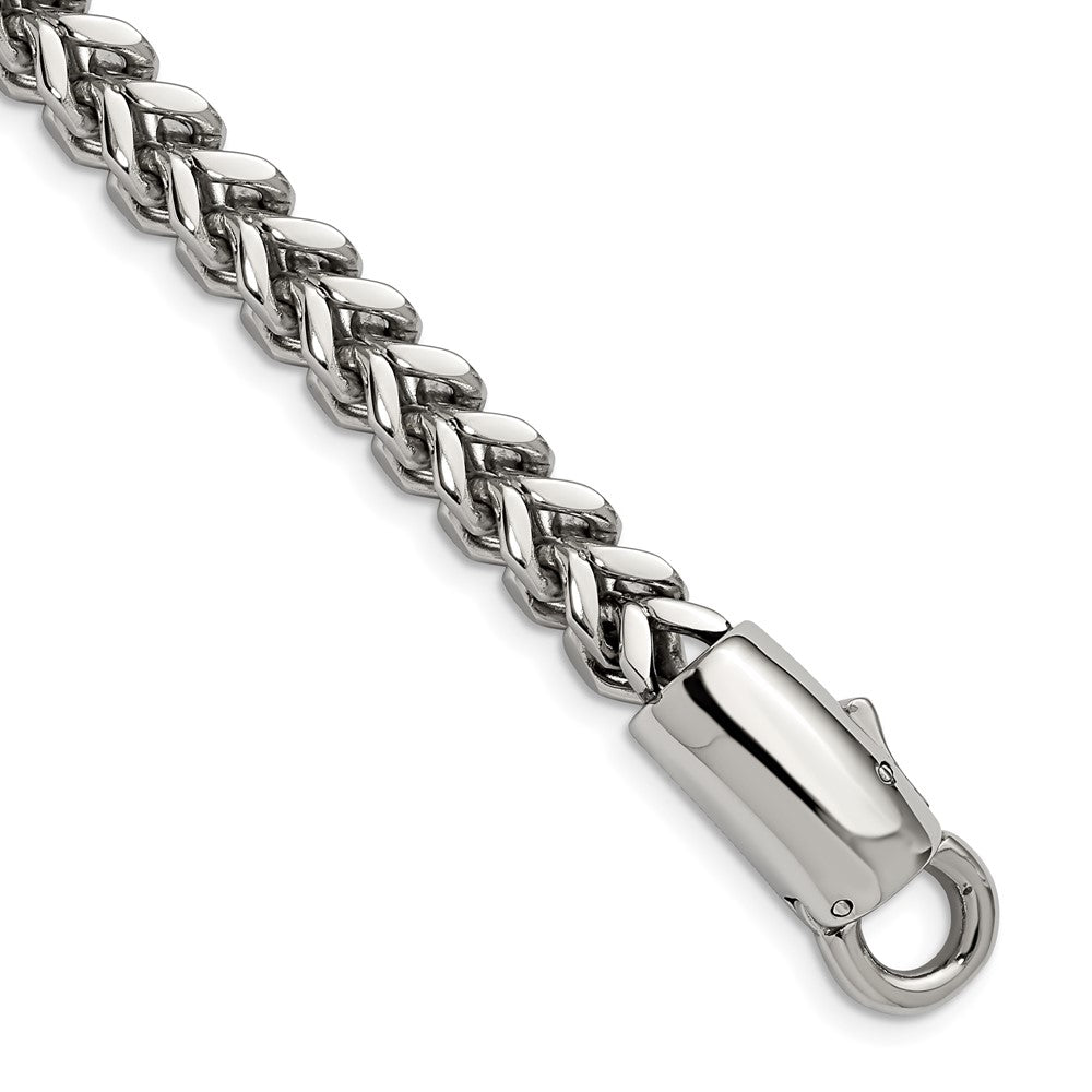 8mm Stainless Steel Antiqued &amp; Polished Franco Chain Bracelet, 8.5 In, Item B18727 by The Black Bow Jewelry Co.