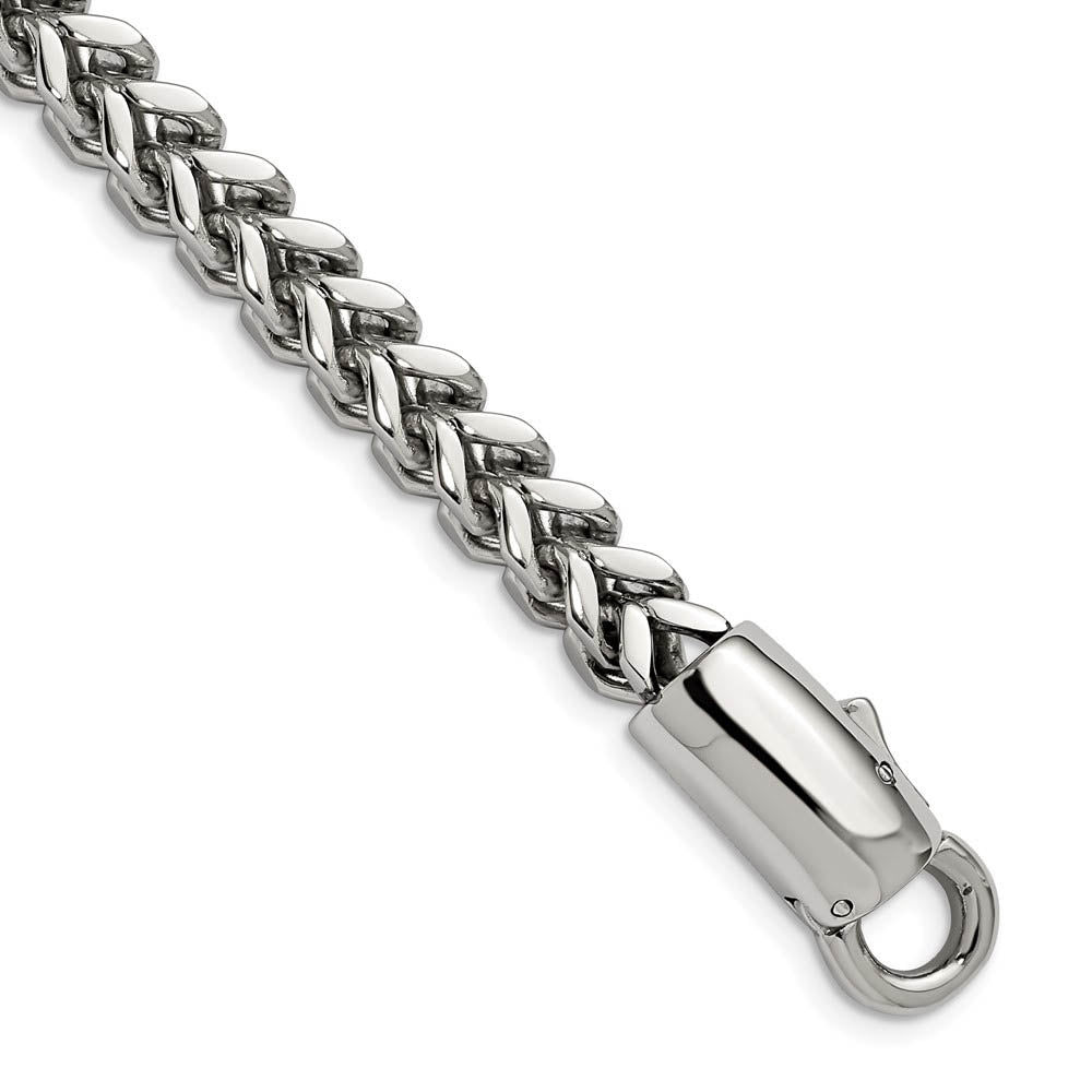 8mm Stainless Steel Antiqued & Polished Franco Chain Bracelet, 8.5 In, Item B18727 by The Black Bow Jewelry Co.