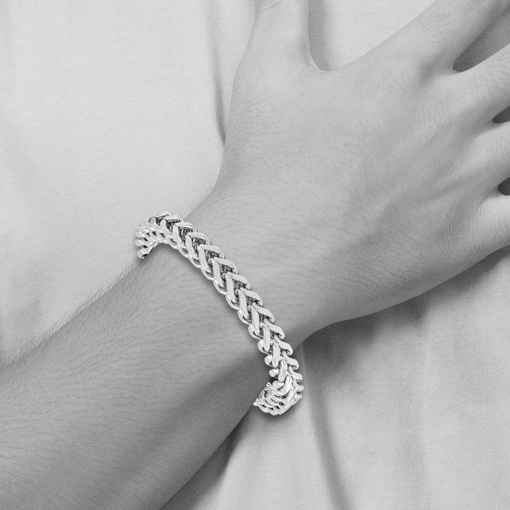 Alternate view of the 8mm Stainless Steel Antiqued &amp; Polished Franco Chain Bracelet, 8.5 In by The Black Bow Jewelry Co.