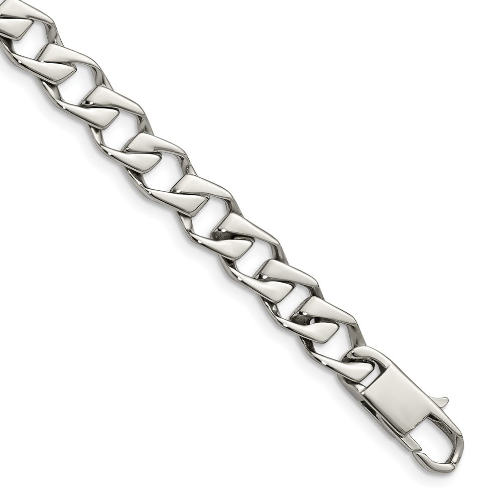 9mm Stainless Steel Polished Fancy Open Curb Chain Bracelet, 8.5 Inch, Item B18728 by The Black Bow Jewelry Co.