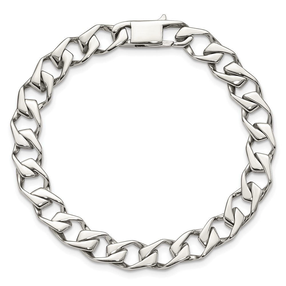 Alternate view of the 9mm Stainless Steel Polished Fancy Open Curb Chain Bracelet, 8.5 Inch by The Black Bow Jewelry Co.