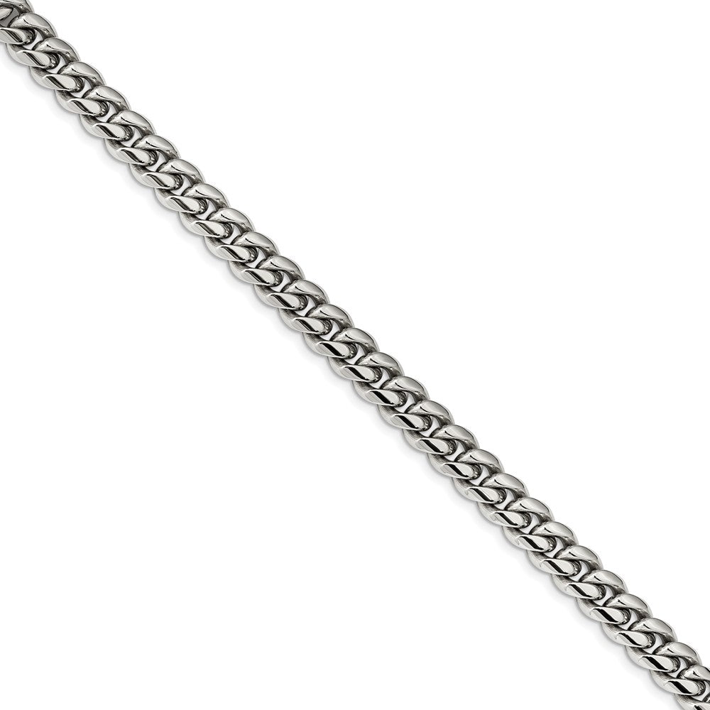 Men&#39;s 10mm Stainless Steel Domed Curb Chain Bracelet, 8.25 Inch, Item B18731 by The Black Bow Jewelry Co.