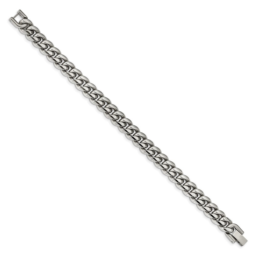 Alternate view of the Men&#39;s 10mm Stainless Steel Domed Curb Chain Bracelet, 8.25 Inch by The Black Bow Jewelry Co.