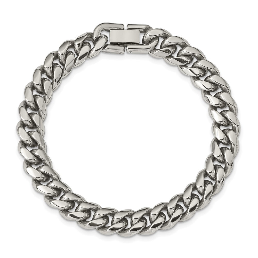 Alternate view of the Men&#39;s 10mm Stainless Steel Domed Curb Chain Bracelet, 8.25 Inch by The Black Bow Jewelry Co.