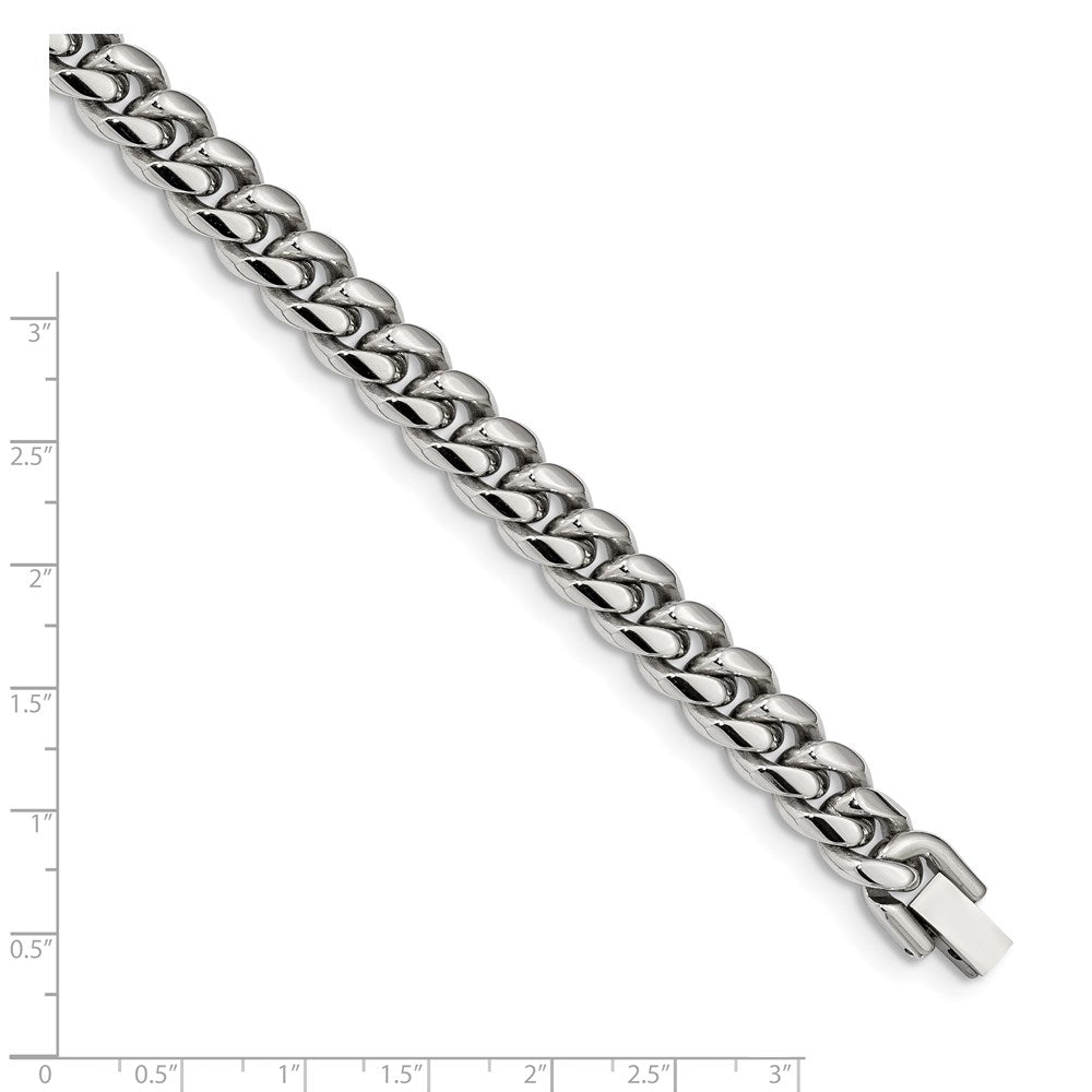 Alternate view of the Men&#39;s 10mm Stainless Steel Domed Curb Chain Bracelet, 8.25 Inch by The Black Bow Jewelry Co.