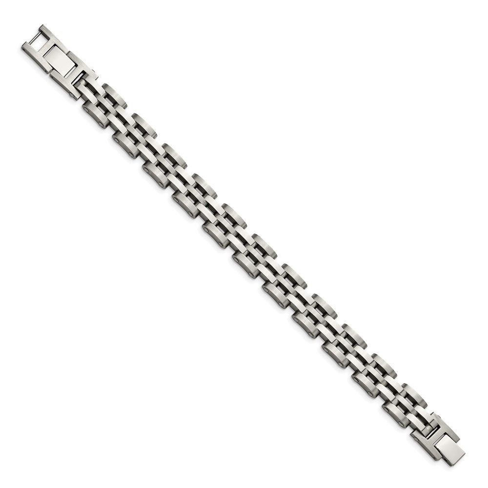 Alternate view of the 13mm Stainless Steel Brushed &amp; Polished Panther Link Bracelet, 8.75 In by The Black Bow Jewelry Co.
