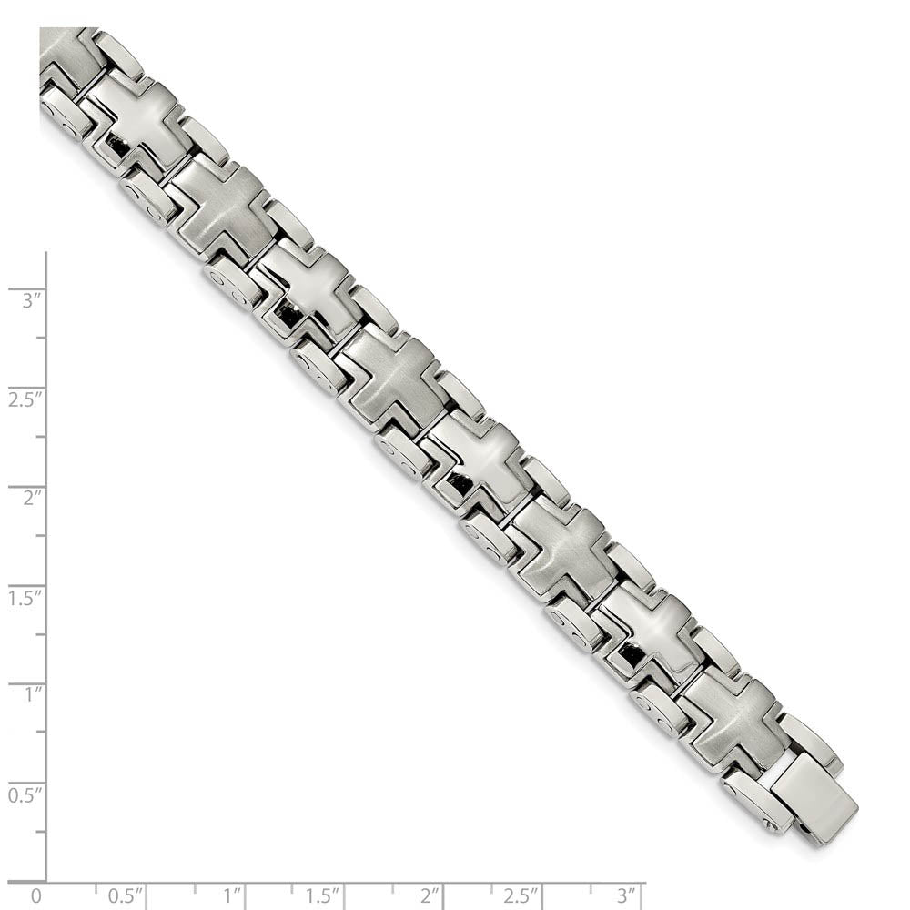 Alternate view of the Men's 12mm Stainless Steel Heavy Cross Link Bracelet, 8.25 Inch by The Black Bow Jewelry Co.