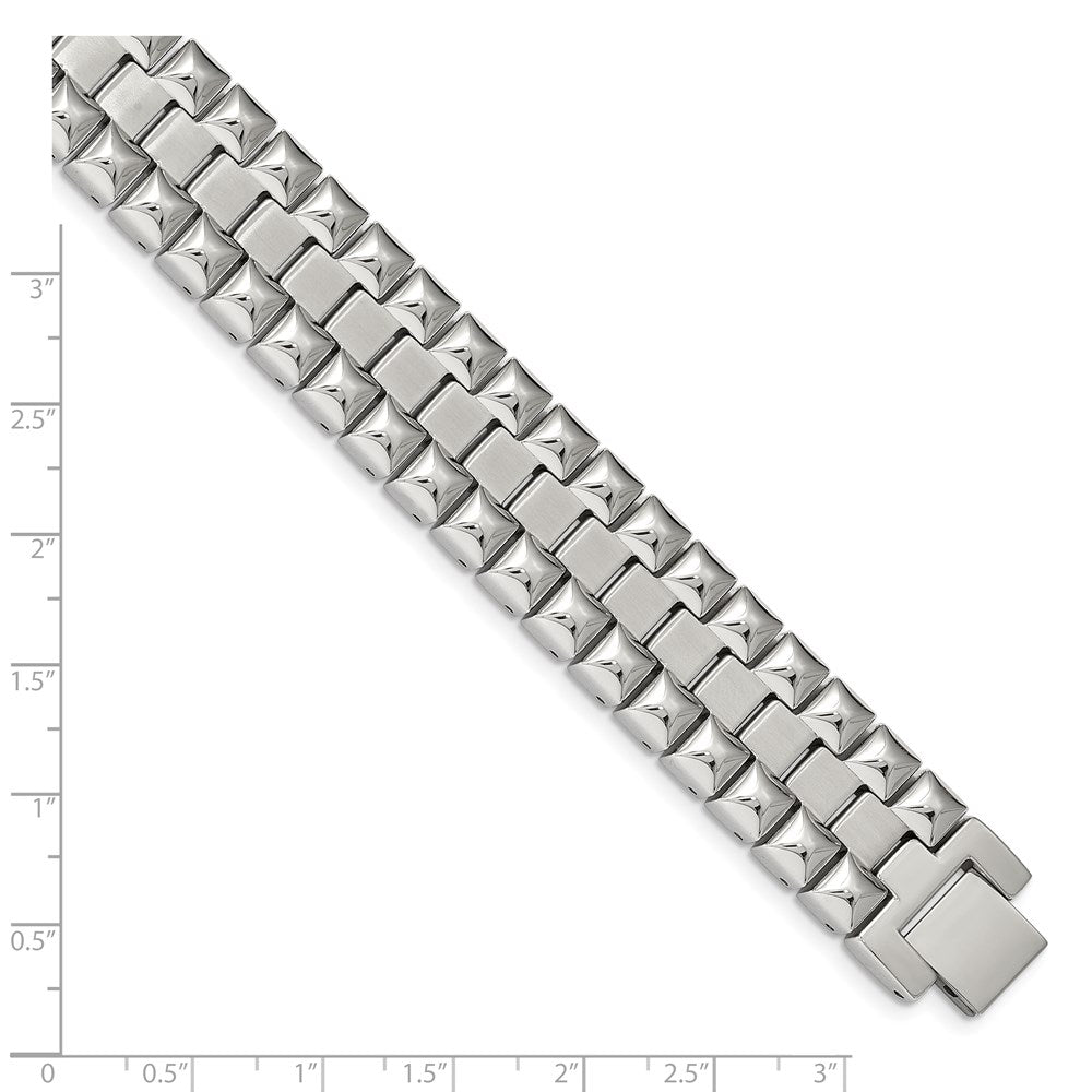 Alternate view of the 17mm Stainless Steel Brushed &amp; Polished Heavy Link Bracelet, 8.25 Inch by The Black Bow Jewelry Co.