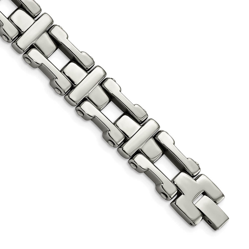 Men's 14mm Stainless Steel Polished Open Cross Link Bracelet, 8.5 Inch, Item B18748 by The Black Bow Jewelry Co.