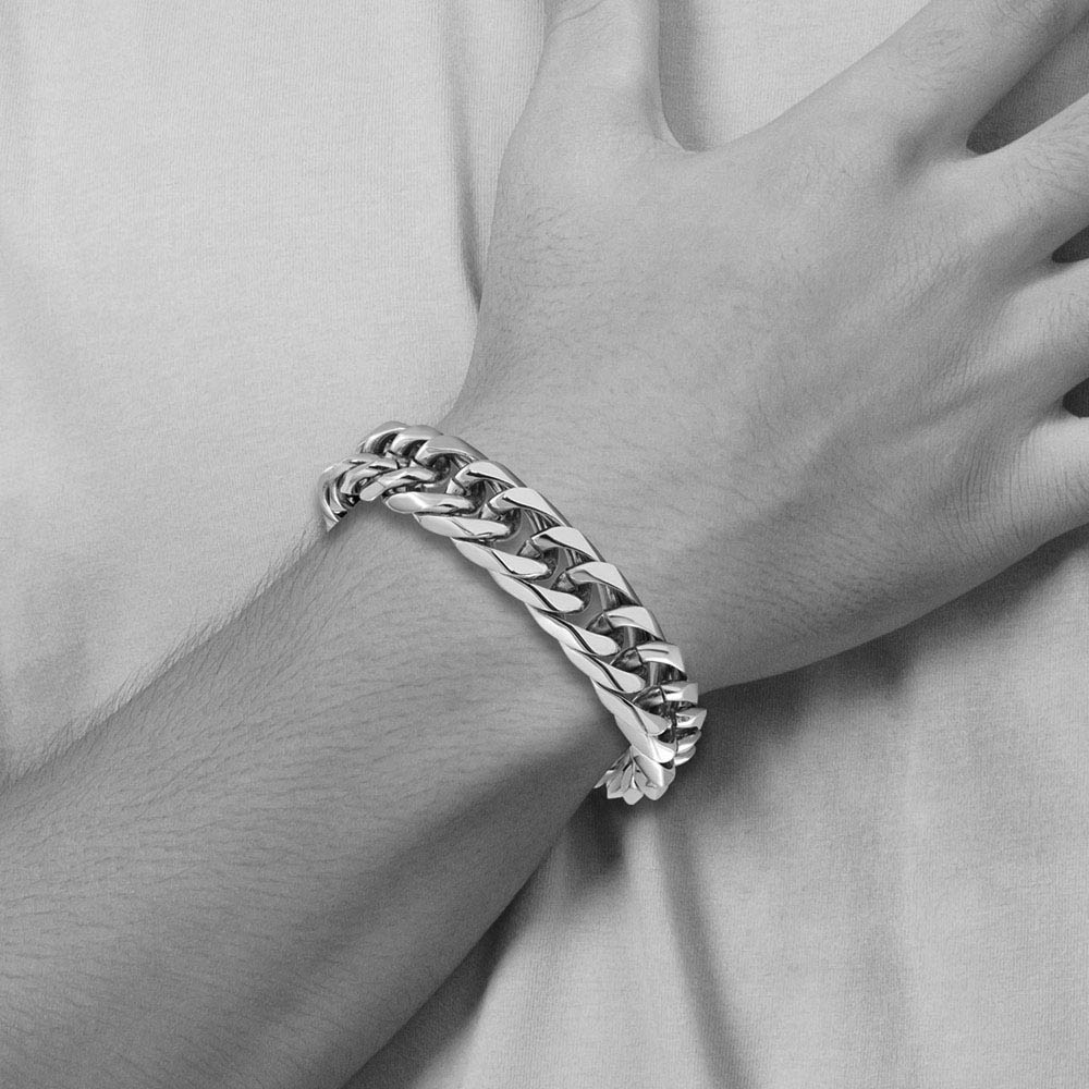 Alternate view of the Men's 16mm Stainless Steel Rambo Double Curb Chain Bracelet, 8.25 Inch by The Black Bow Jewelry Co.