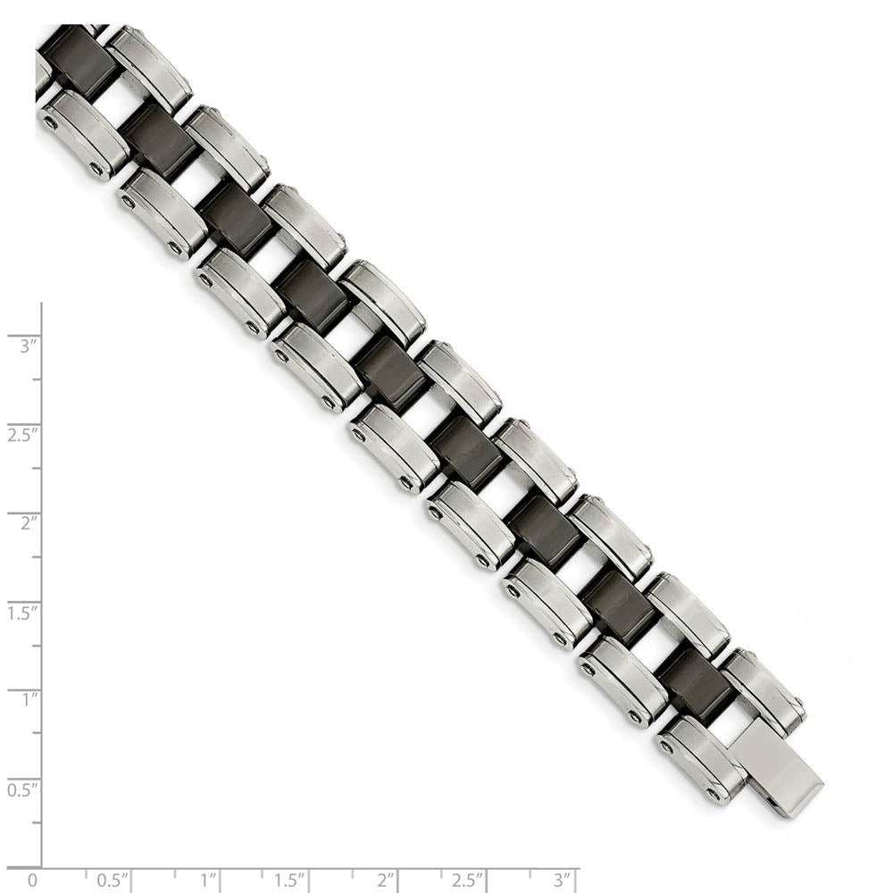 Alternate view of the Men's 17mm Stainless Steel Black Ceramic Panther Link Bracelet, 8.5 In by The Black Bow Jewelry Co.