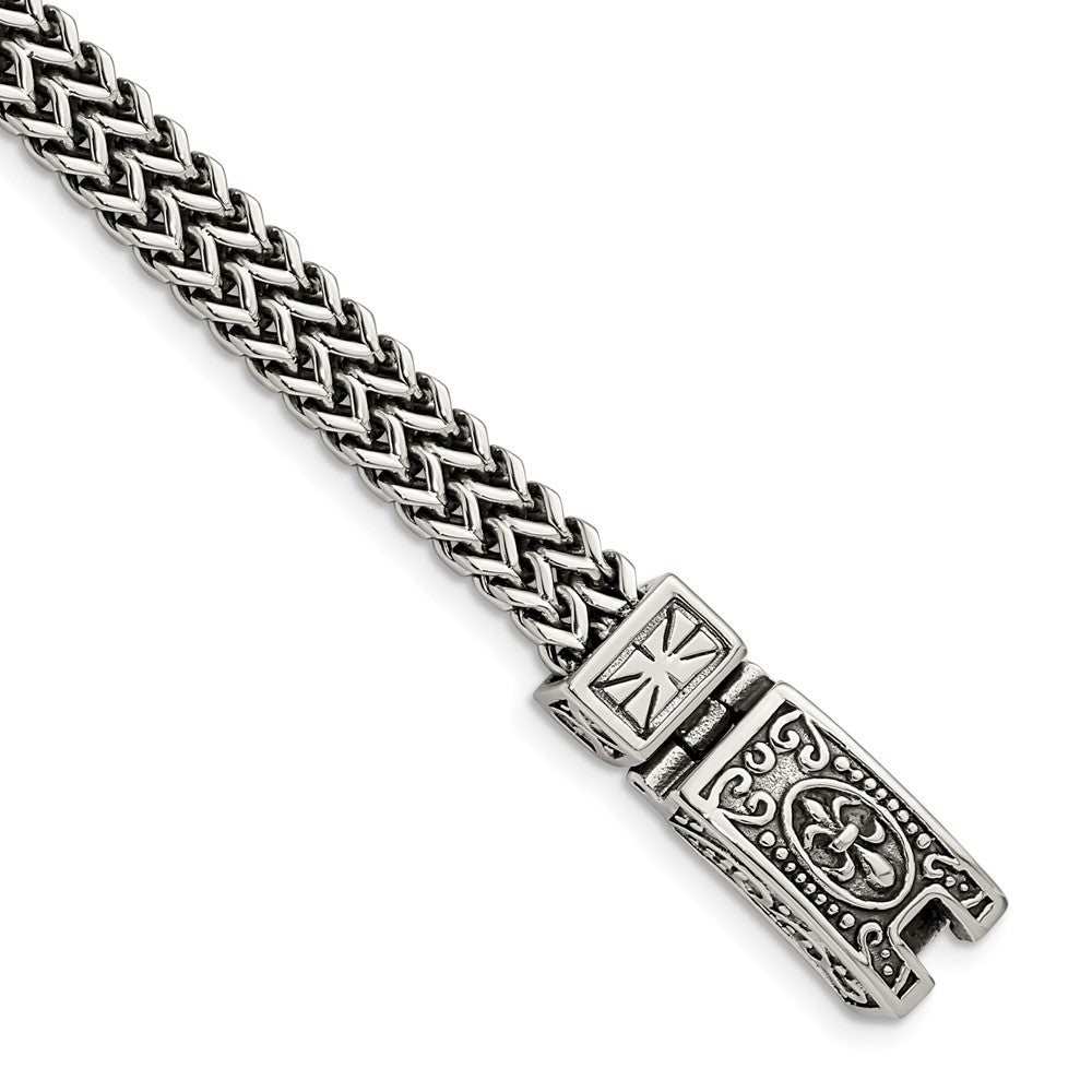 8.5mm Stainless Steel Antiqued 2-Strand Franco Chain Bracelet, 8.5 In, Item B18790 by The Black Bow Jewelry Co.