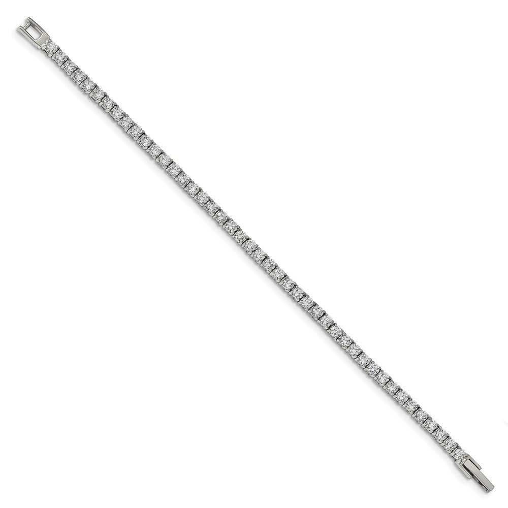 Alternate view of the 4mm Stainless Steel &amp; CZ Prong Set Tennis Link Bracelet, 7.5 Inch by The Black Bow Jewelry Co.