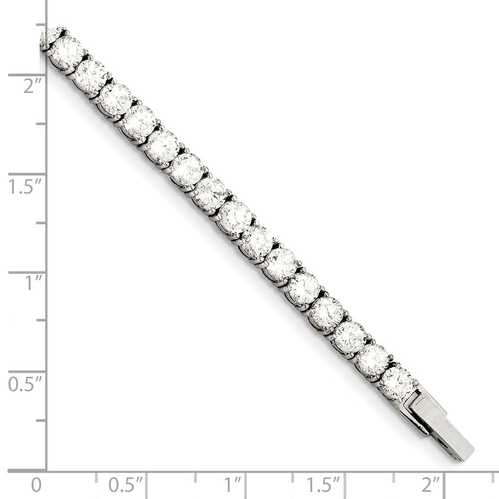 Alternate view of the 4mm Stainless Steel &amp; White CZ Prong Set Tennis Link Bracelet, 7.5 In by The Black Bow Jewelry Co.