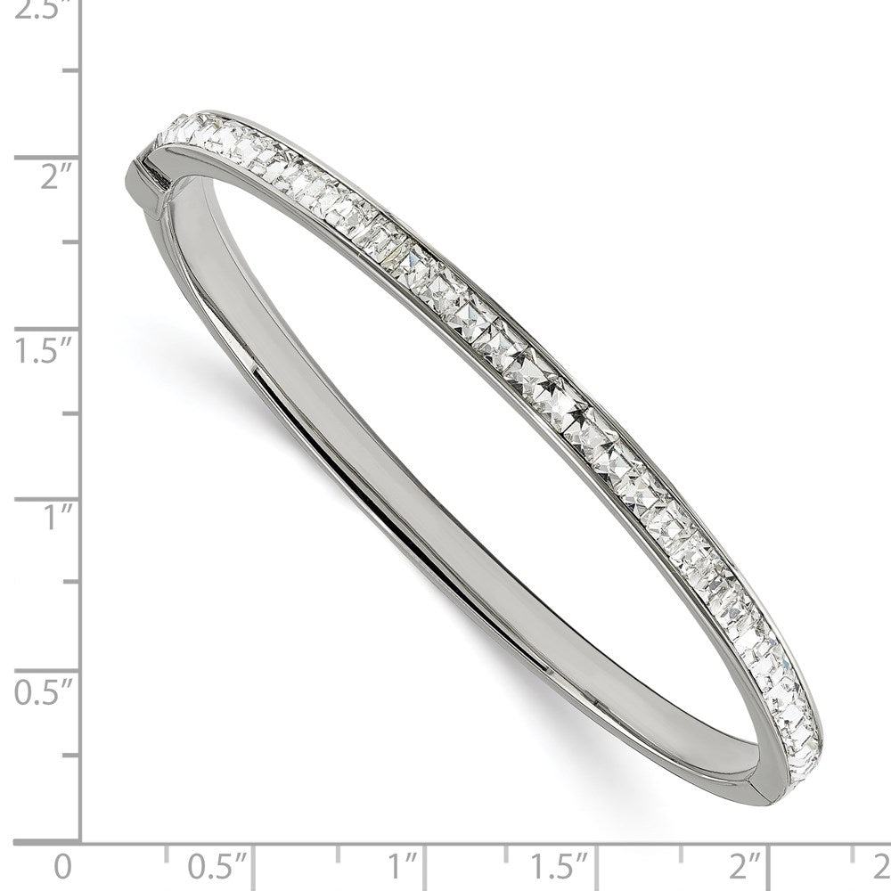 Alternate view of the 5mm Stainless Steel &amp; White Crystal Hinged Bangle, 7.25 Inch by The Black Bow Jewelry Co.