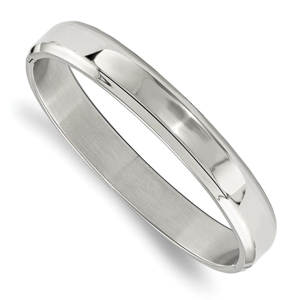 10mm Stainless Steel Engravable Hinged Bangle Bracelet, 7 Inch, Item B18797 by The Black Bow Jewelry Co.