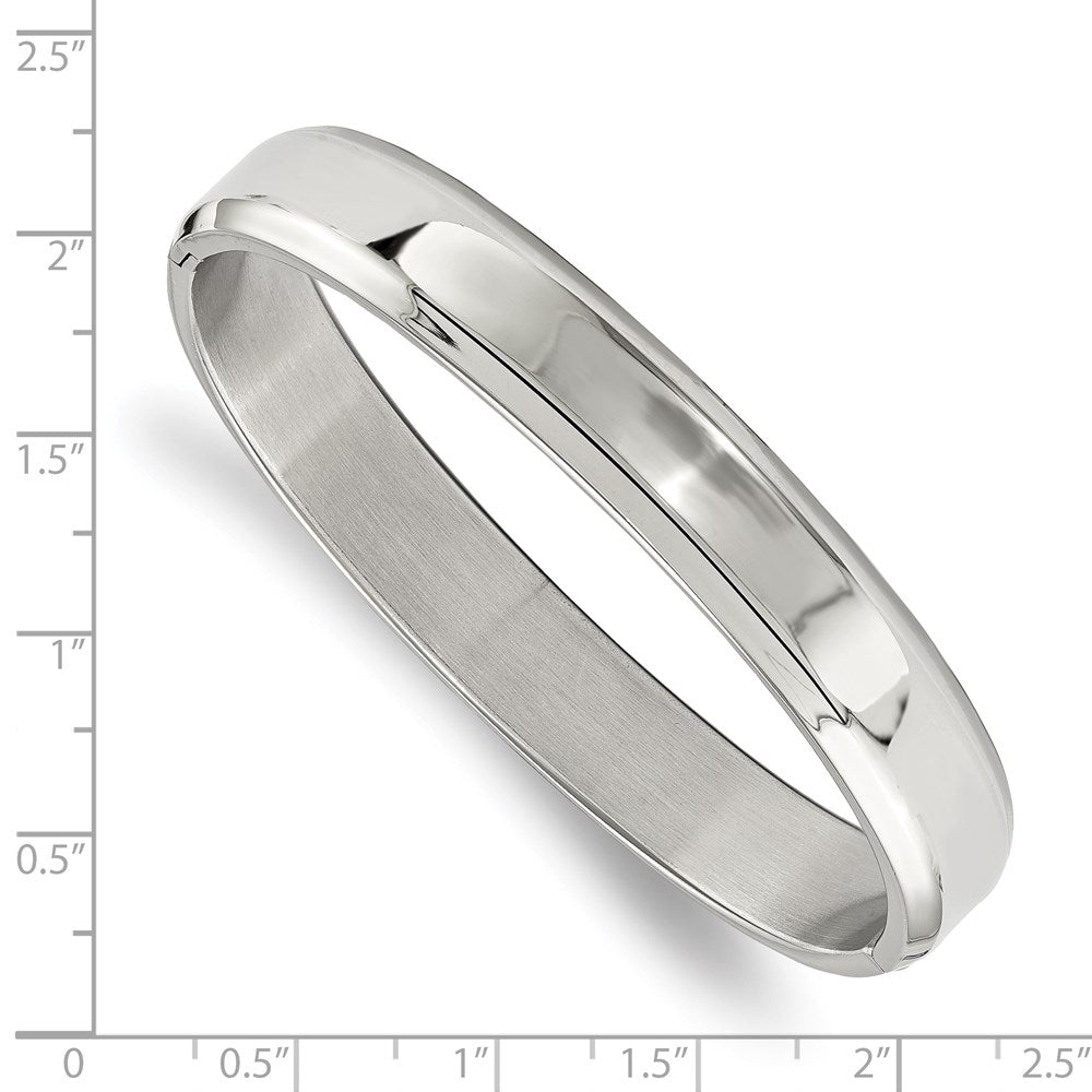 Alternate view of the 10mm Stainless Steel Engravable Hinged Bangle Bracelet, 7 Inch by The Black Bow Jewelry Co.