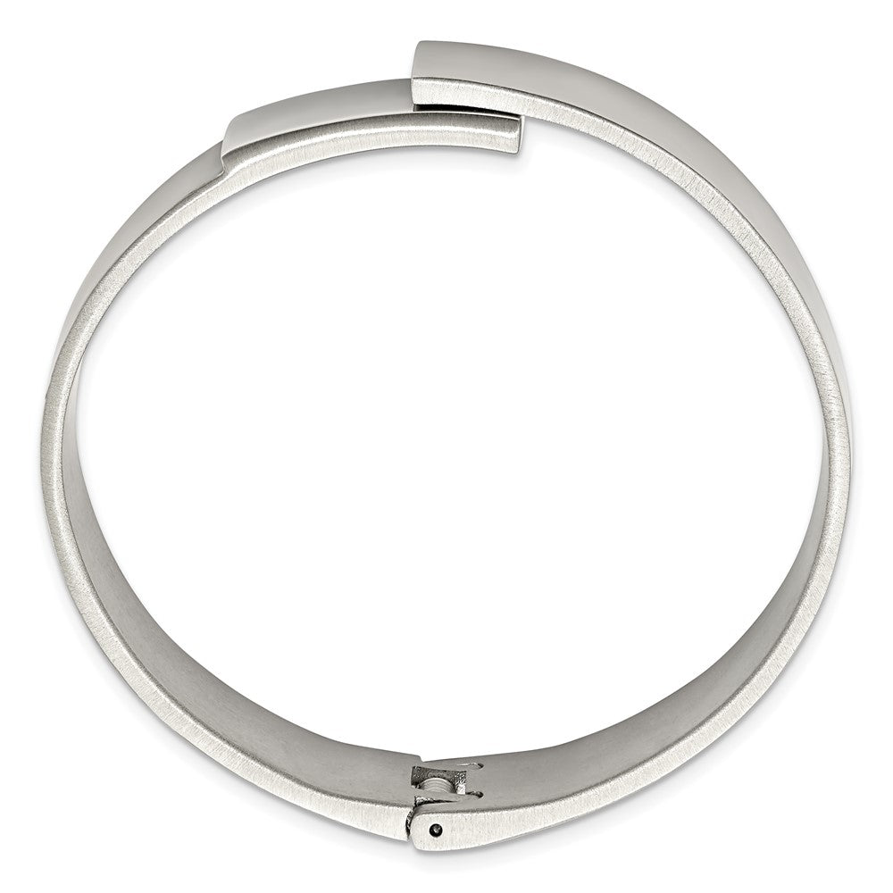 Alternate view of the 13mm Stainless Steel Brushed &amp; Polished Hinged Bangle Bracelet, 7 Inch by The Black Bow Jewelry Co.