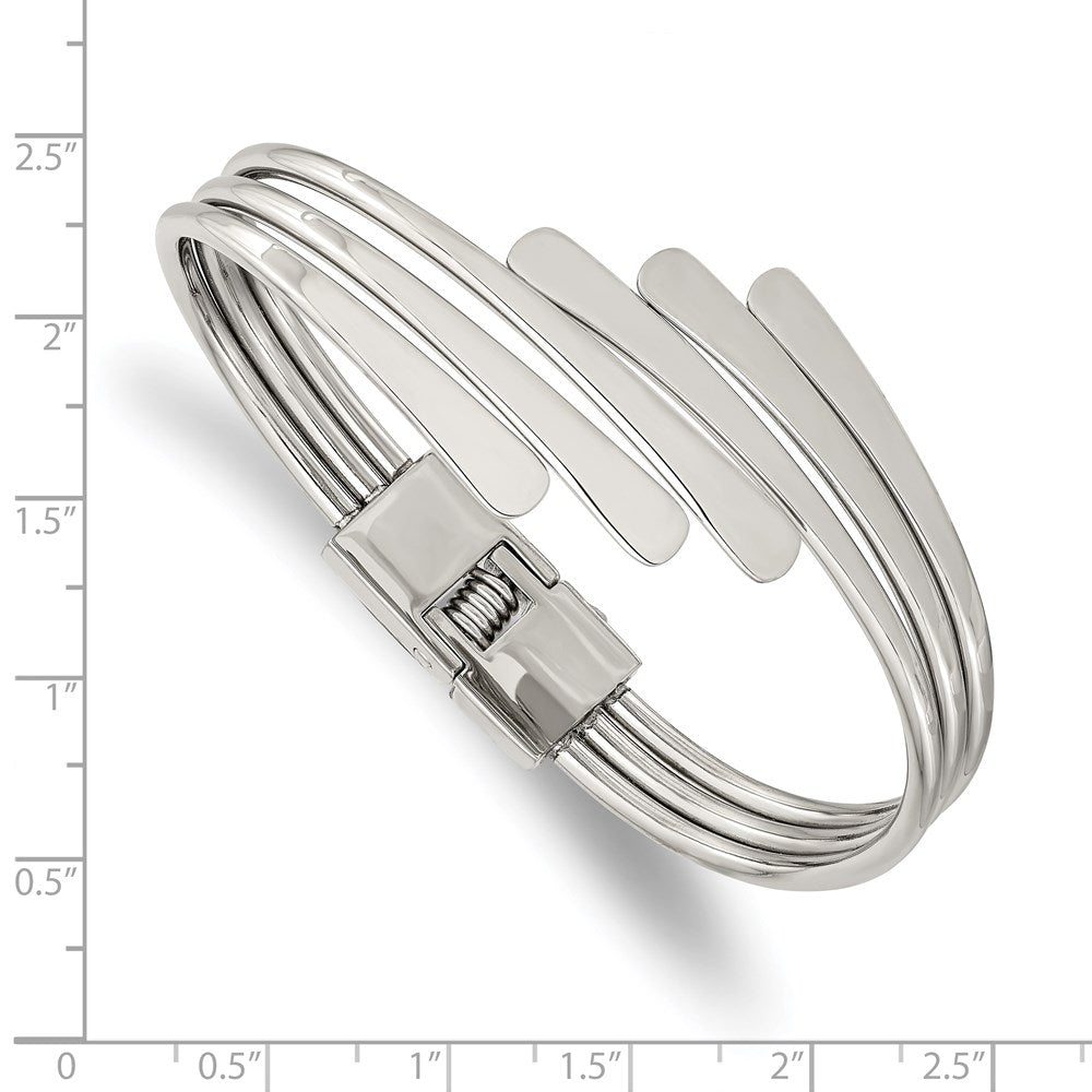 Alternate view of the 28mm Stainless Steel Polished Triple Bypass Hinged Bangle Bracelet by The Black Bow Jewelry Co.