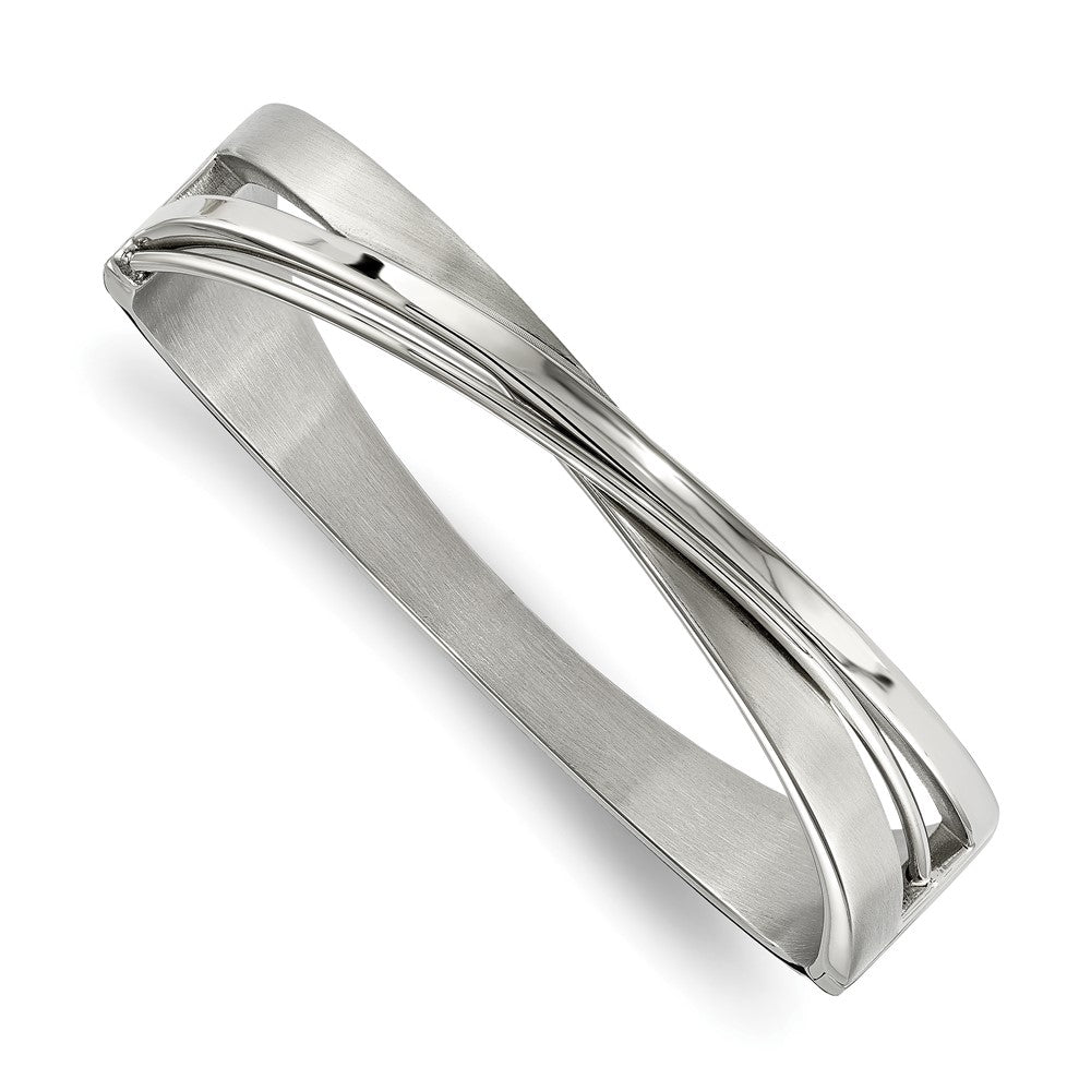 12mm Stainless Steel Twisted Crossover Hinged Bangle Bracelet, 6.75 In, Item B18800 by The Black Bow Jewelry Co.