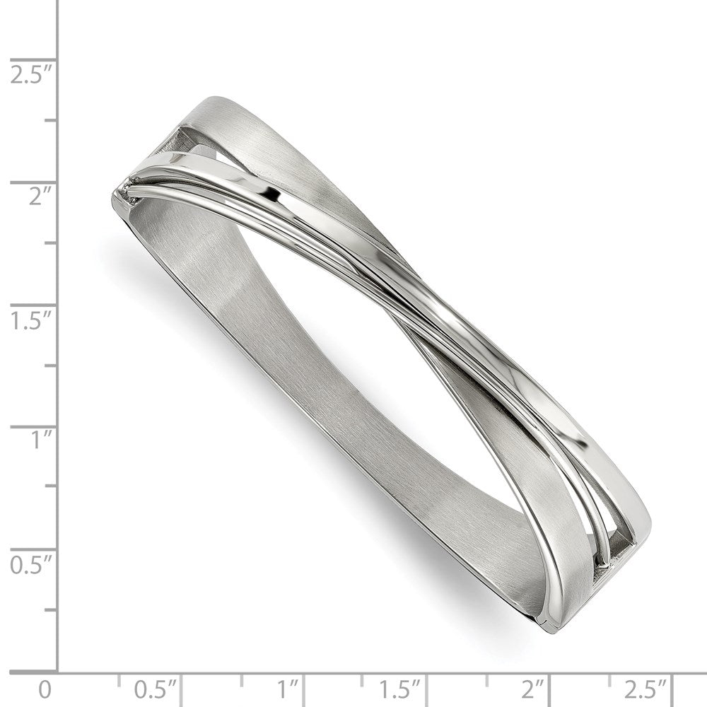 Alternate view of the 12mm Stainless Steel Twisted Crossover Hinged Bangle Bracelet, 6.75 In by The Black Bow Jewelry Co.