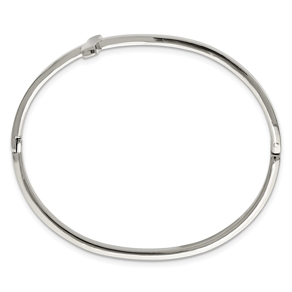 Alternate view of the Stainless Steel Polished Cross Hinged Bangle Bracelet, 6.75 Inch by The Black Bow Jewelry Co.