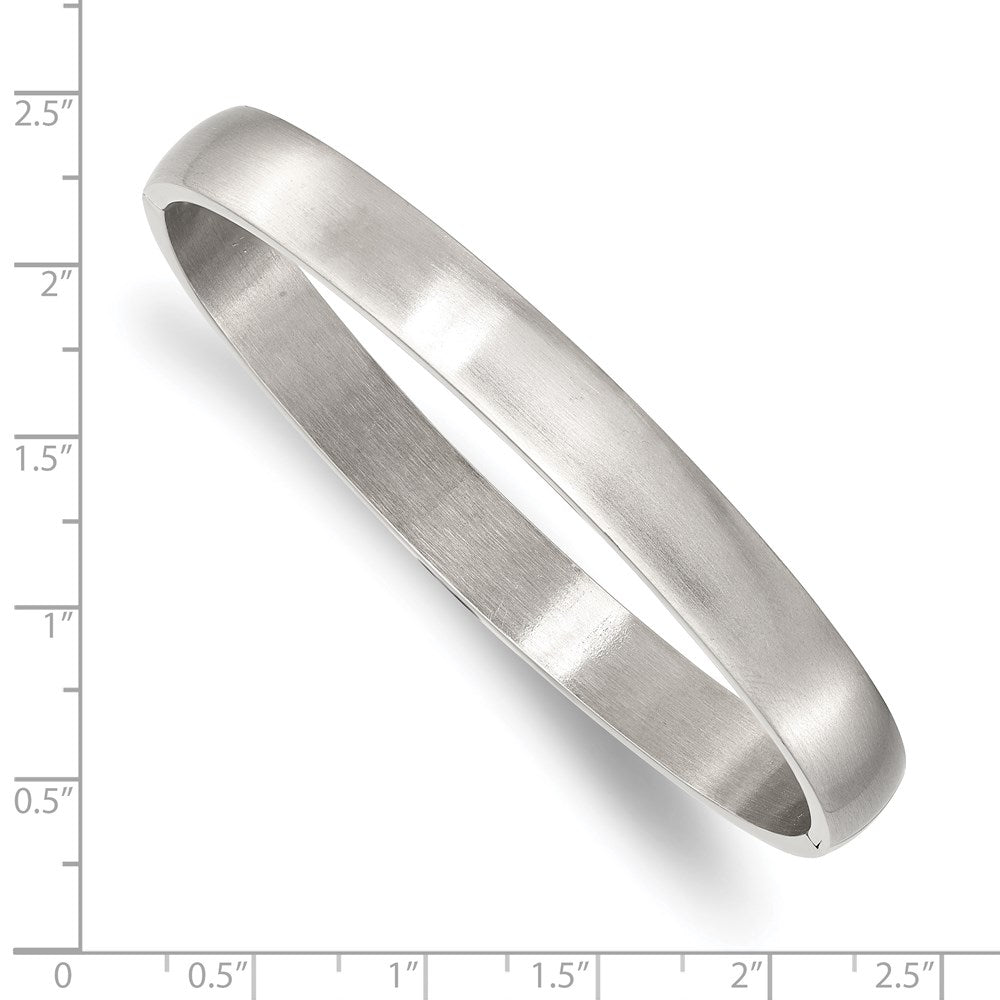 Alternate view of the 8mm Stainless Steel Engravable Brushed Hinged Bangle Bracelet, 7.25 In by The Black Bow Jewelry Co.