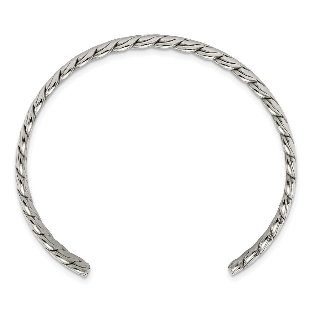 Alternate view of the 6.5mm Stainless Steel Polished Twisted Cuff Bracelet, 6.5 Inch by The Black Bow Jewelry Co.