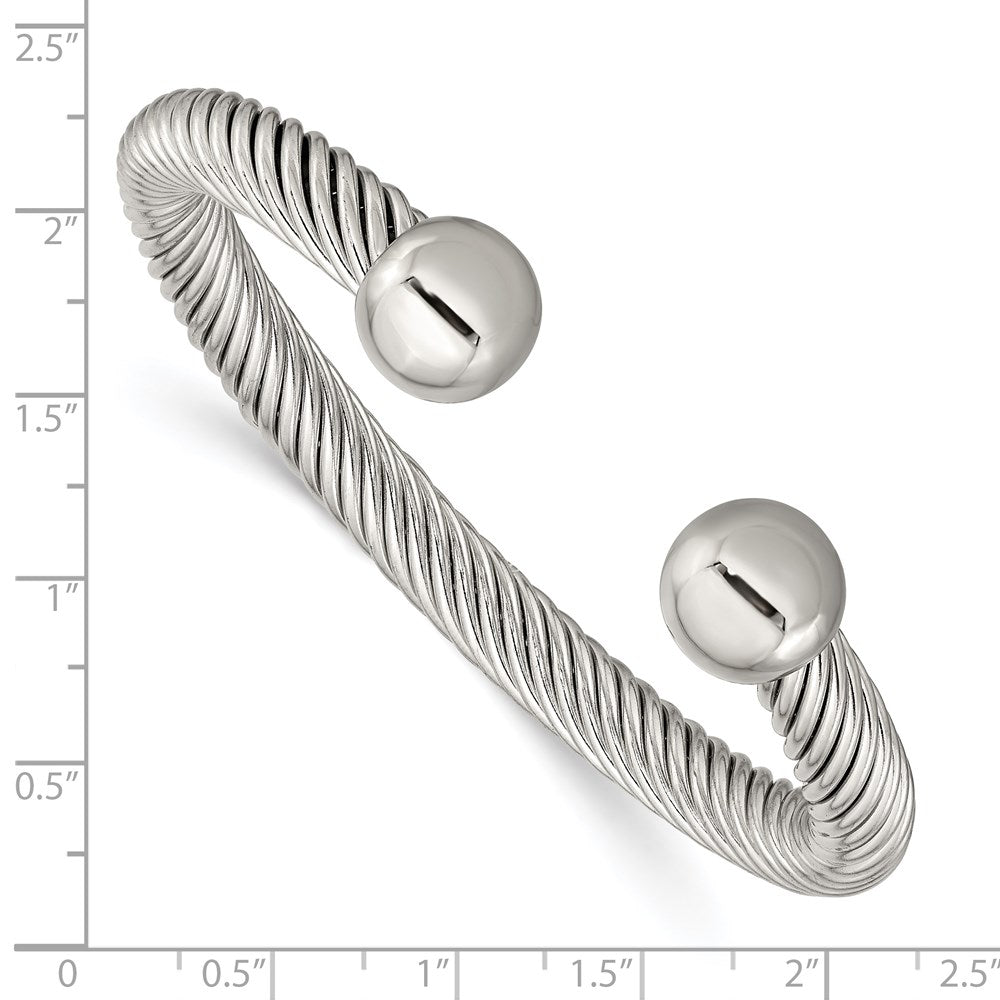 Alternate view of the Stainless Steel Polished Twisted Cuff Bracelet, 6.75 Inch by The Black Bow Jewelry Co.