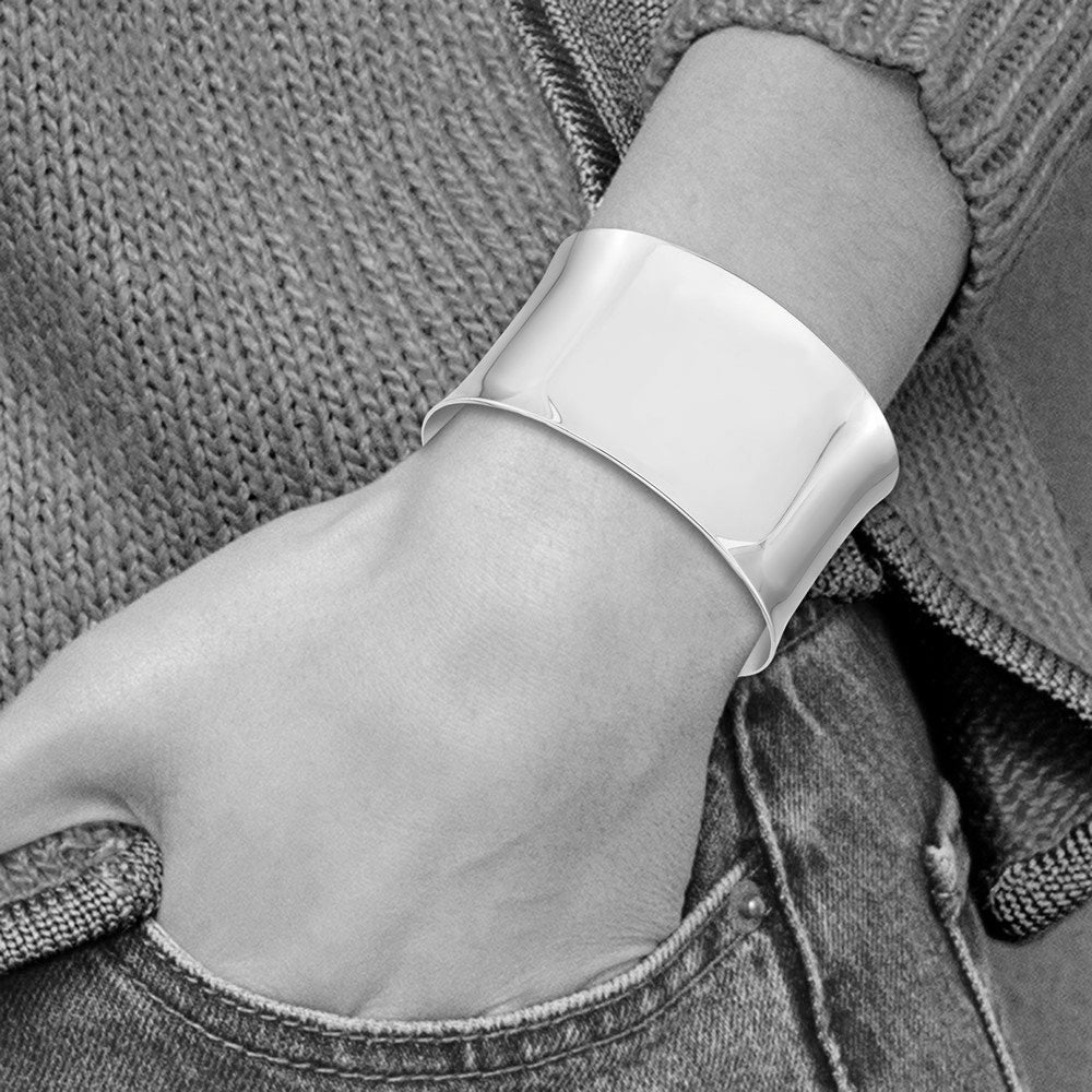 Alternate view of the 36mm Stainless Steel Engravable Polished Cuff Bracelet, 7 Inch by The Black Bow Jewelry Co.
