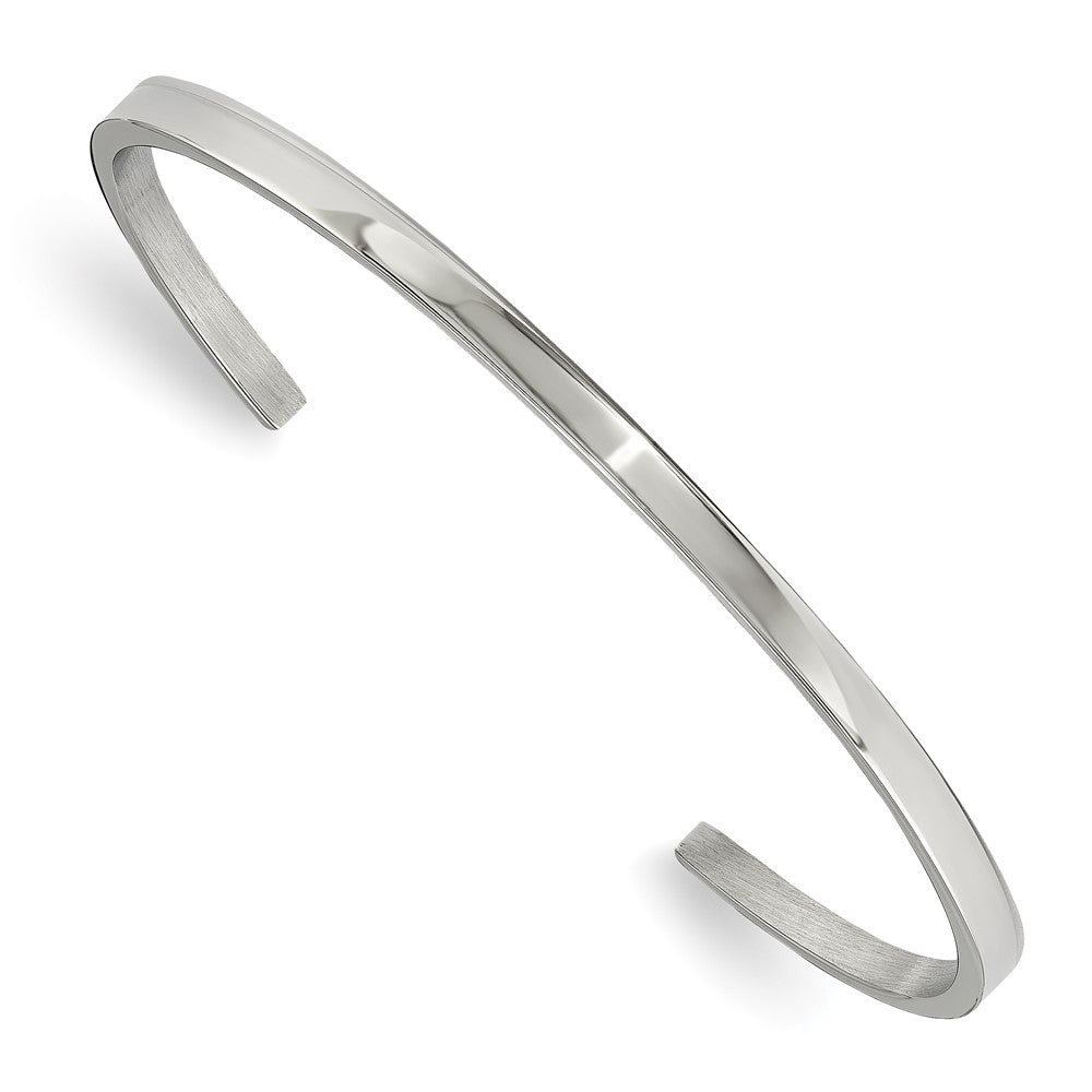 3mm Stainless Steel Polished Flat Cuff Bracelet, 6.5 Inch, Item B18816 by The Black Bow Jewelry Co.