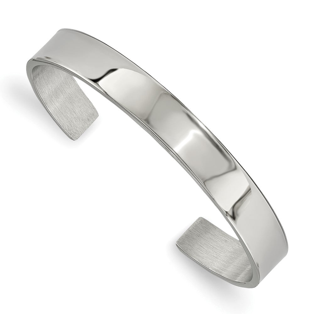 9mm Stainless Steel Polished Flat Cuff Bracelet, 6.5 Inch, Item B18818 by The Black Bow Jewelry Co.