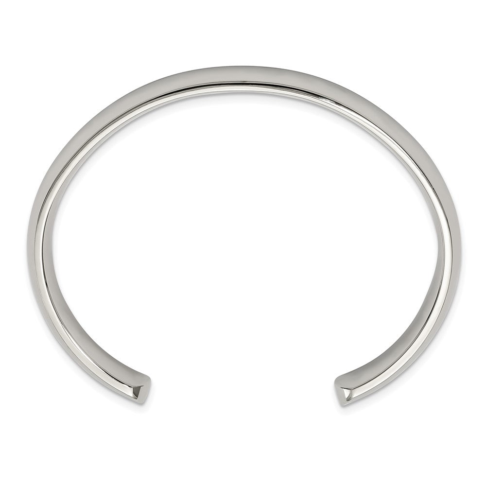 Alternate view of the 8mm Stainless Steel Polished Domed Cuff Bracelet, 7 Inch by The Black Bow Jewelry Co.