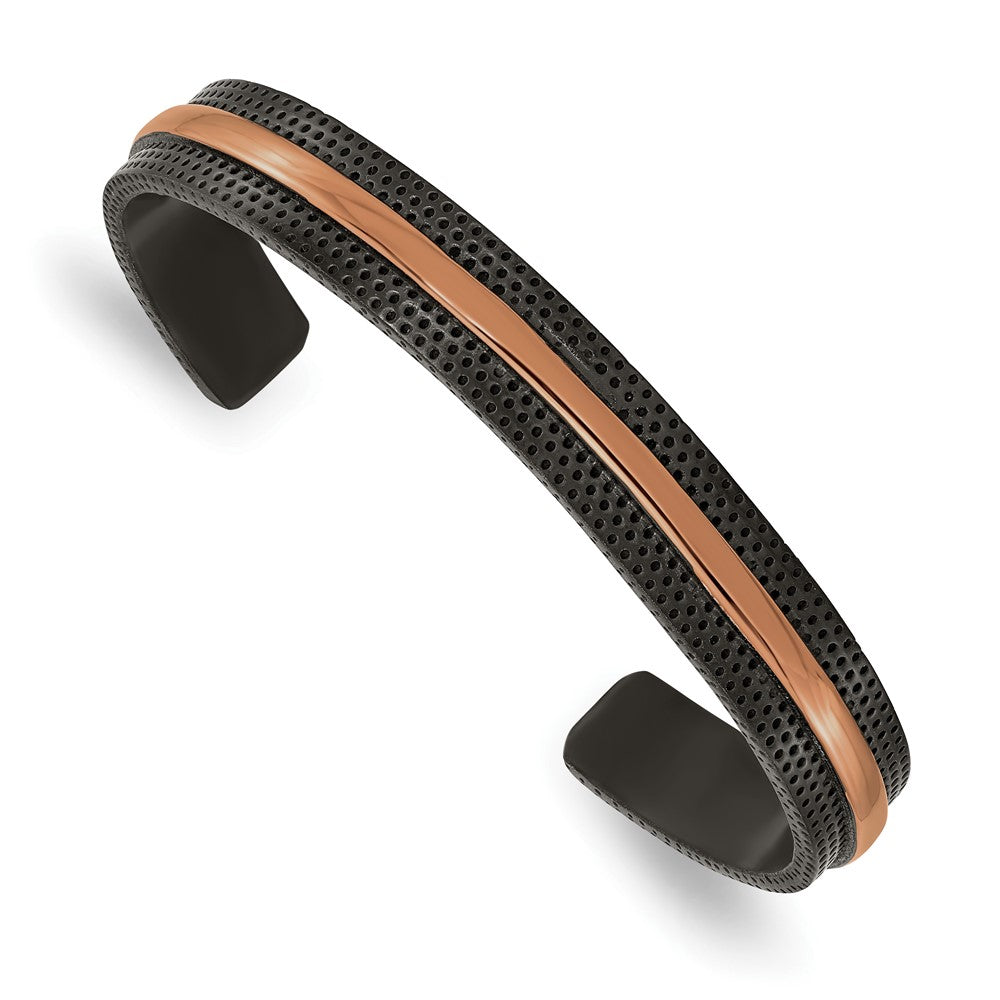 10mm Black &amp; Brown Plated Stainless Steel Cuff Bracelet, 7.5 Inch, Item B18826 by The Black Bow Jewelry Co.