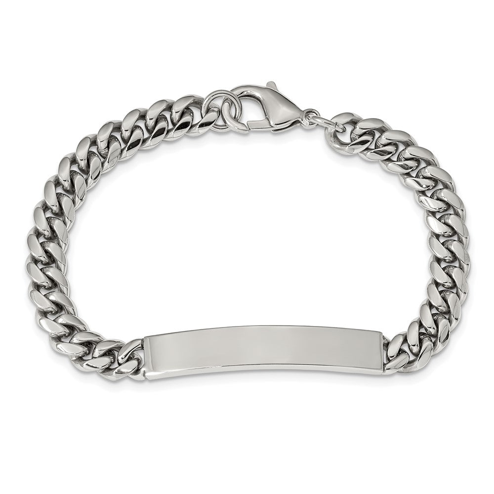 Alternate view of the Men&#39;s 8mm Stainless Steel Miami Cuban Curb I.D. Bracelet, 8.25 Inch by The Black Bow Jewelry Co.