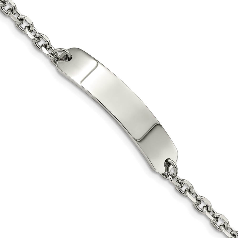 Women's Stainless Steel Cable Link I.D. Bracelet, 8 Inch, Item B18836 by The Black Bow Jewelry Co.
